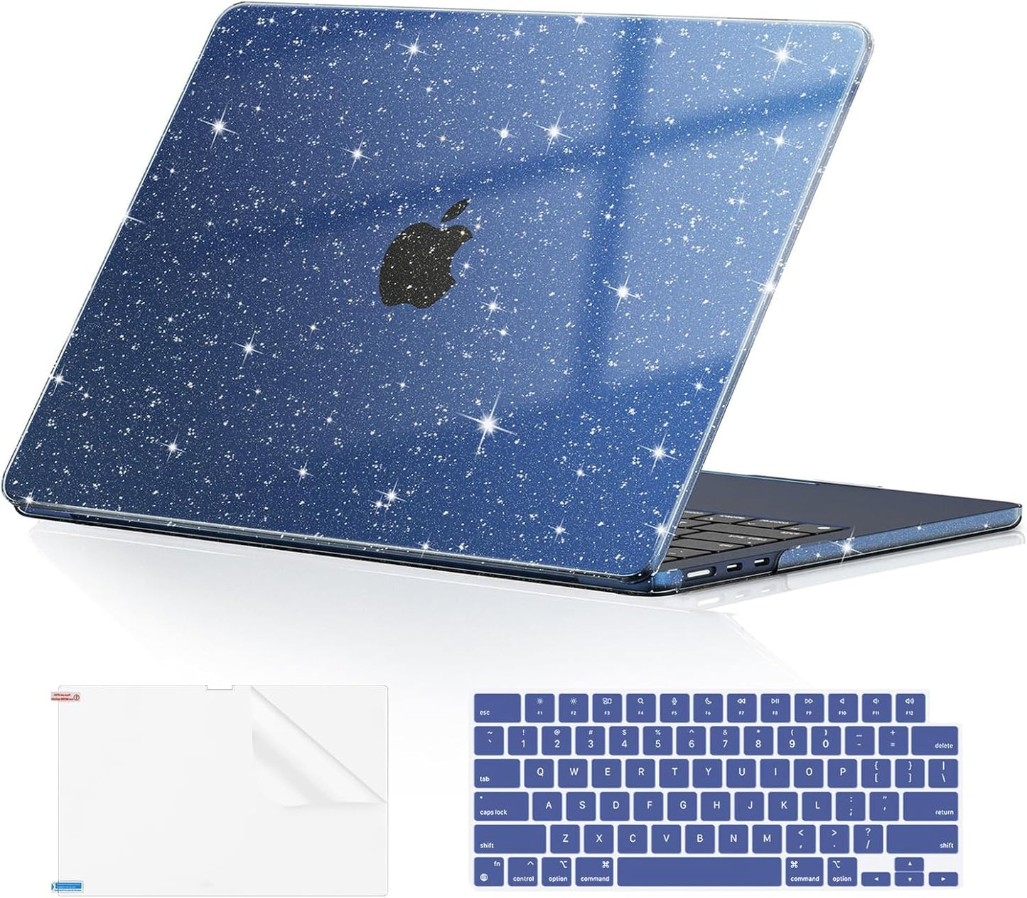 EooCoo Case Compatible with MacBook Air 13 inch M4 M3 M2 2025-2022 A3240 A3113 A2681, 13.6" Hard Case Cover & TPU Keyboard Skin & Screen Protector for Laptop Air 13.6 inch - Crystal Clear