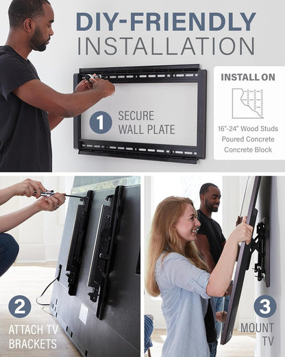 SANUS Advanced Tilt Premium Universal TV Wall Mount for 46” to 90” Flat-Panel TVs - Low Profile, Smooth Extension & Easy to Install - Model VLT6-B1
