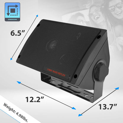 Pyramid Outdoor Speaker, 200 Watt 3-way Mini Box Speaker System, Perfect for Indoor and Outdoor Use, 3.25" Powerful Woofer, Pair