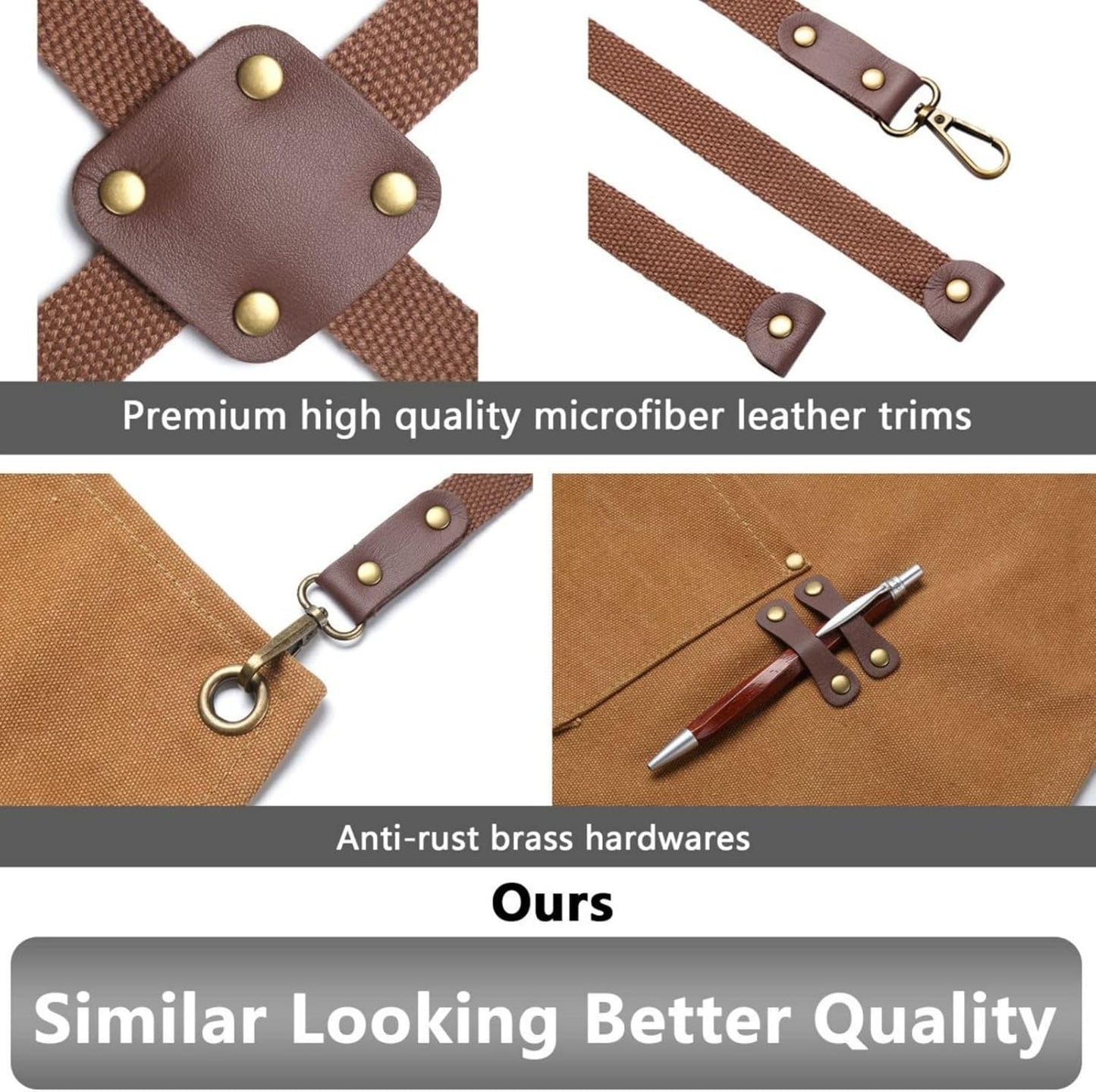 CONTAIL Chef Apron for Men Women,Canvas Aprons with Pockets-Cross Back Kitchen Apron for Cooking Grilling Baking BBQ Barber