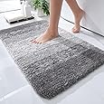 Gorilla Grip Bath Mat, Thick Soft Absorbent Chenille Floor Mats, Rubber Backing Bathmat, Quick Dry Rug, Machine Washable Rugs for Shower and Tub Floors, Bathroom Accessories Decor, 61x43 cm, Grey