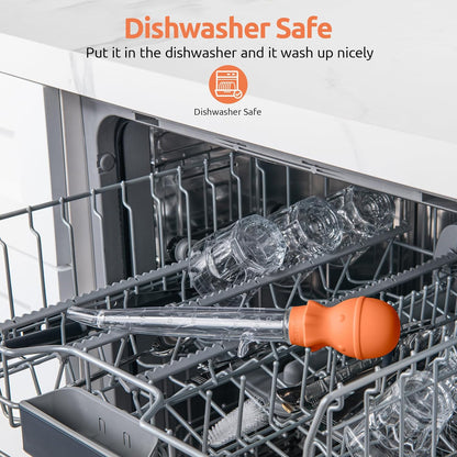 U-Taste 1.5oz Angled Turkey Baster - 228.2ºF Heat Resistant Food Grade Silicone Large Octopus Bulb Baster Set with Cleaning Brush for Cooking Basting Meat Poultry Beef Chicken (Black)