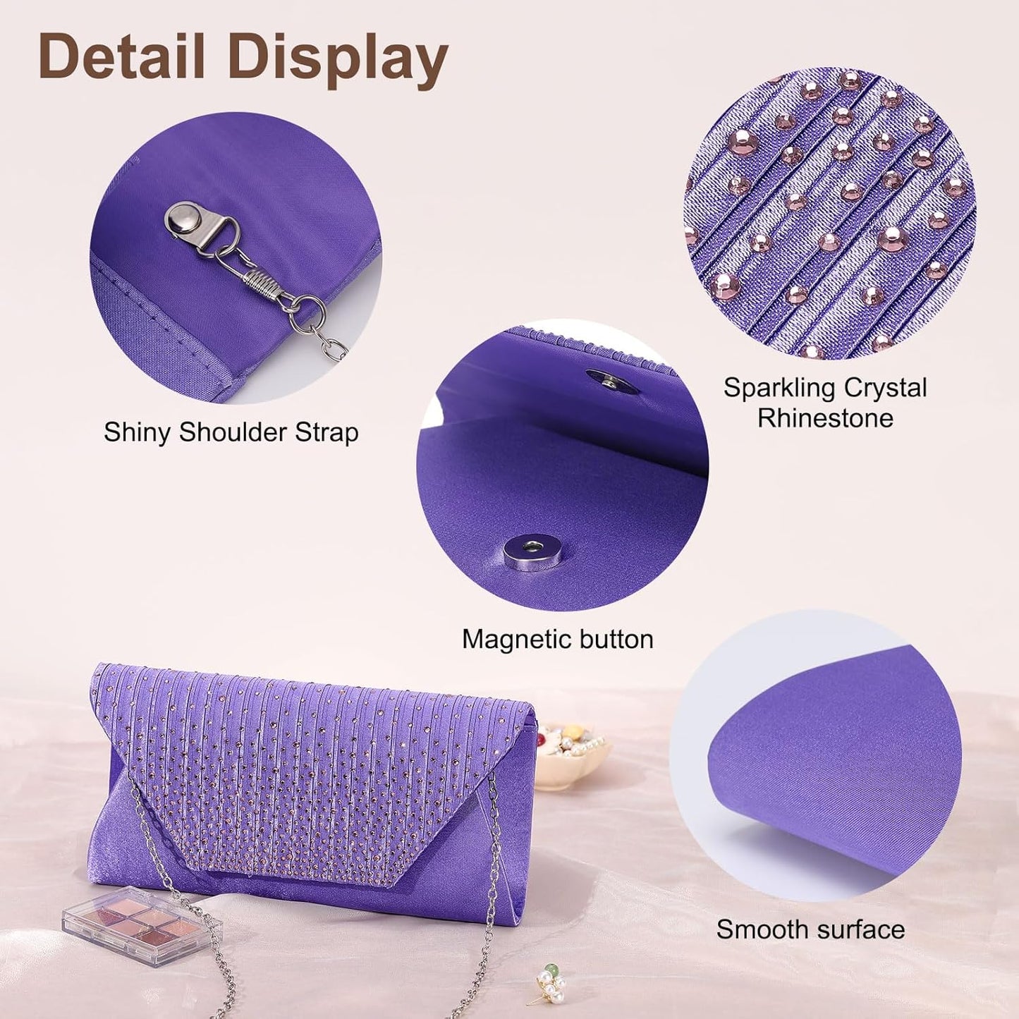 DTGN Evening Bags Clutch Purses for Women Formal, Purse Handbag Crossbody Bag Rhinestone Shoulder Bag for Wedding Party