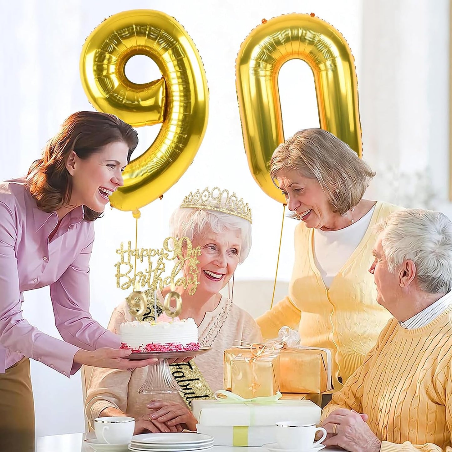 65th Birthday Decorations for Women, Including 65th Birthday Sash and Crown, Cake Topper and Candles, Number Balloons Rose Gold, 65 Year Old Gifts for Women