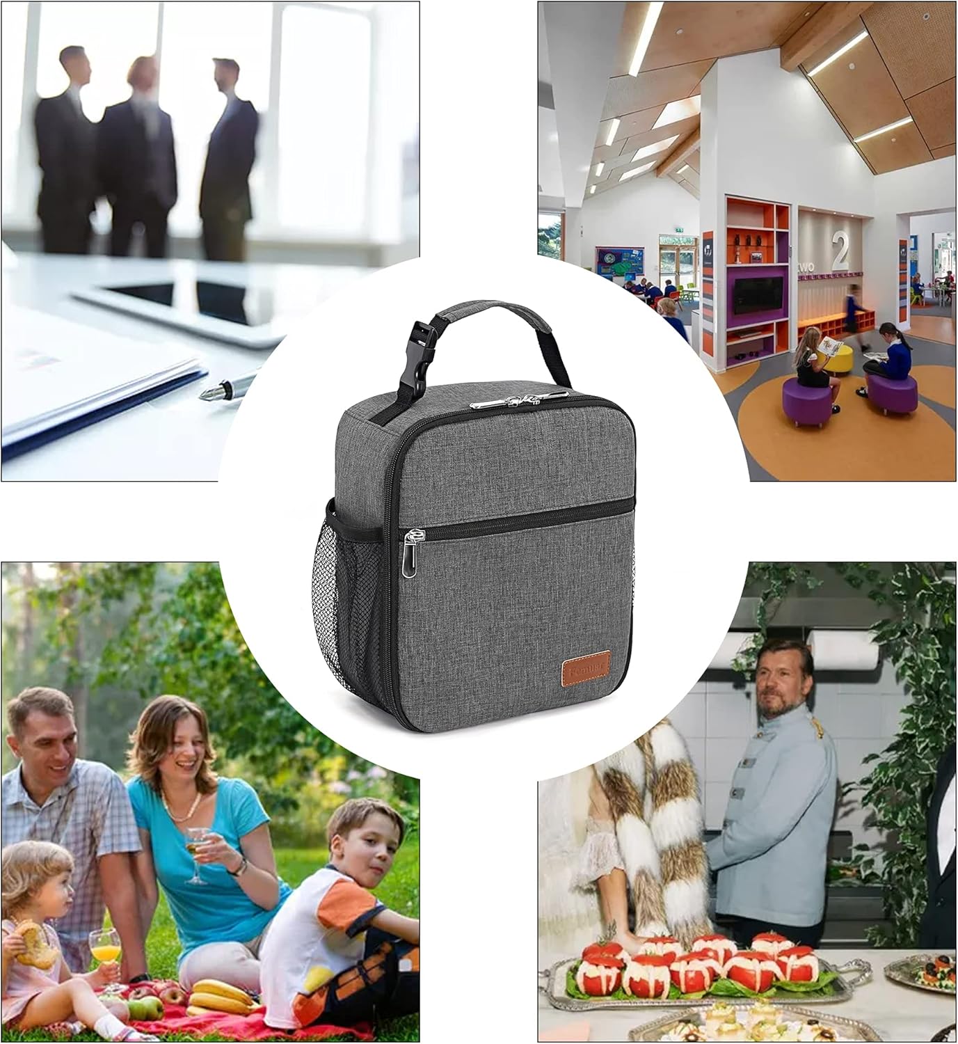 Lunch Box for Men Women Adults Small Lunch Bag for Office Work Picnic - Reusable Portable Lunchbox, Black