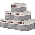 DECOMOMO Storage Bins | Fabric Storage Basket for Shelves for Organizing Closet Shelf Nursery Toy | Decorative Large Linen Closet Organizers with Handles Cubes (White, Large 3 Pack)