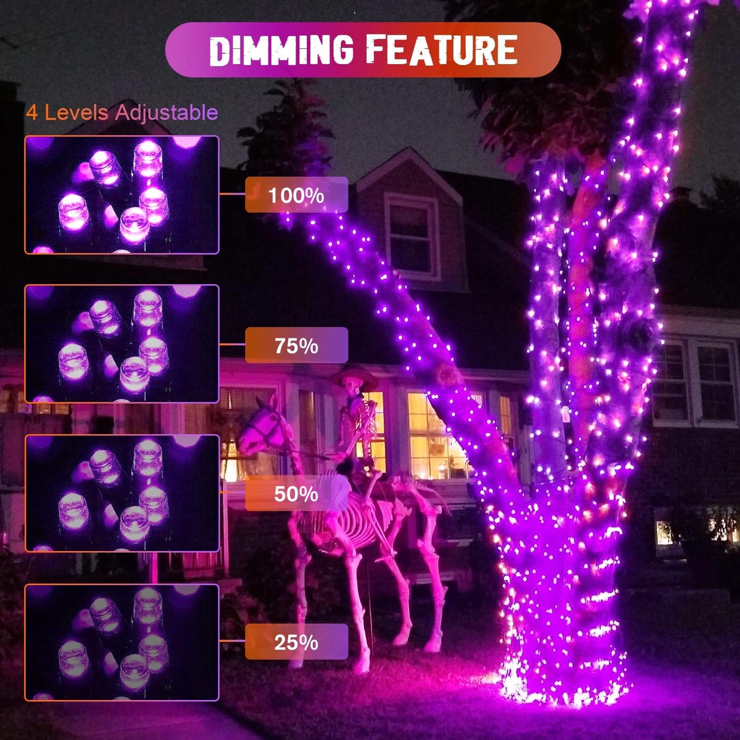 JMEXSUSS 2 Pack 75.5ft Orange Solar Christmas Lights, Total 400 LED Solar String Lights Outdoor Waterproof, 8 Modes Orange Halloween Lights for Tree Patio Garden Thanksgiving Halloween Decorations