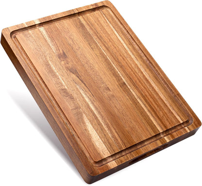 Bamboo Cutting Board Set of 3, Cutting Boards for Kitchen with Juice Groove, Bamboo Chopping Board Set, Serving Board Set for Meat, Fruit Vegetable and Cheese