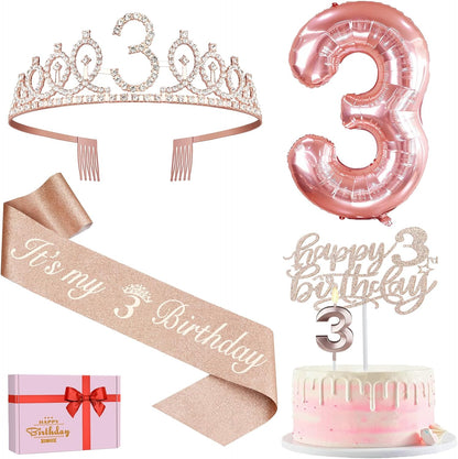 65th Birthday Decorations for Women, Including 65th Birthday Sash and Crown, Cake Topper and Candles, Number Balloons Rose Gold, 65 Year Old Gifts for Women