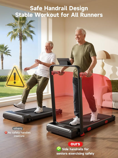 RHYTHM FUN 16% Walking Pad Treadmill with Incline, Foldable Walking Pad with Handle Bar, Compact Walking Treadmill with Low Noise for 300 lbs Weight Capacity Home Office Use