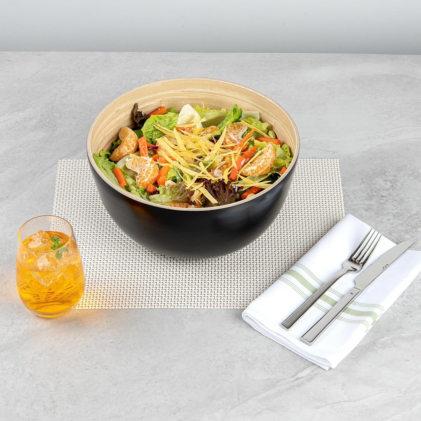 Restaurantware-Bambuddha 51 Ounce Extra Large Salad Bowl, 1 Heavy-Duty Round Salad Bowl - Sustainable, Reusable, Blue Bamboo Serving Dish, for Serving Salads, Fruits, and Appetizers