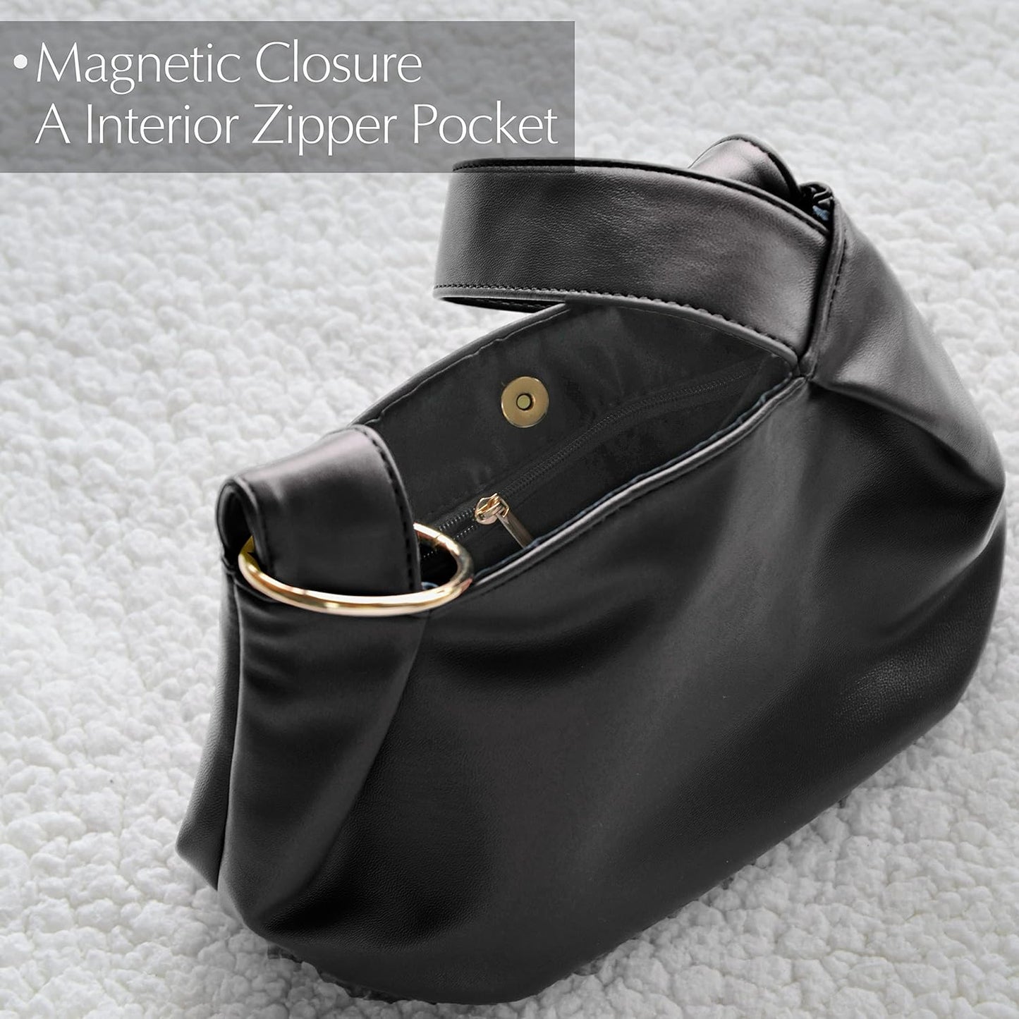 Women's Clutch Soft Vegan Leather Hobo Top Handle Bag Small Tote Purse