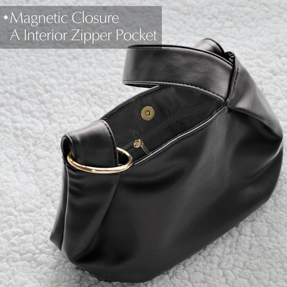 Women's Clutch Soft Vegan Leather Hobo Top Handle Bag Small Tote Purse