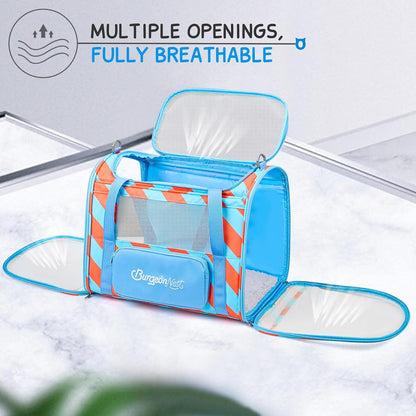 BurgeonNest Cat Carriers for Medium Cats Under 25 lbs, Pet Carrier for Cats with Unique Side Bag,Top Load Small Pet Carrier Soft-Sided Escape Proof with 4 Ventilated Windows