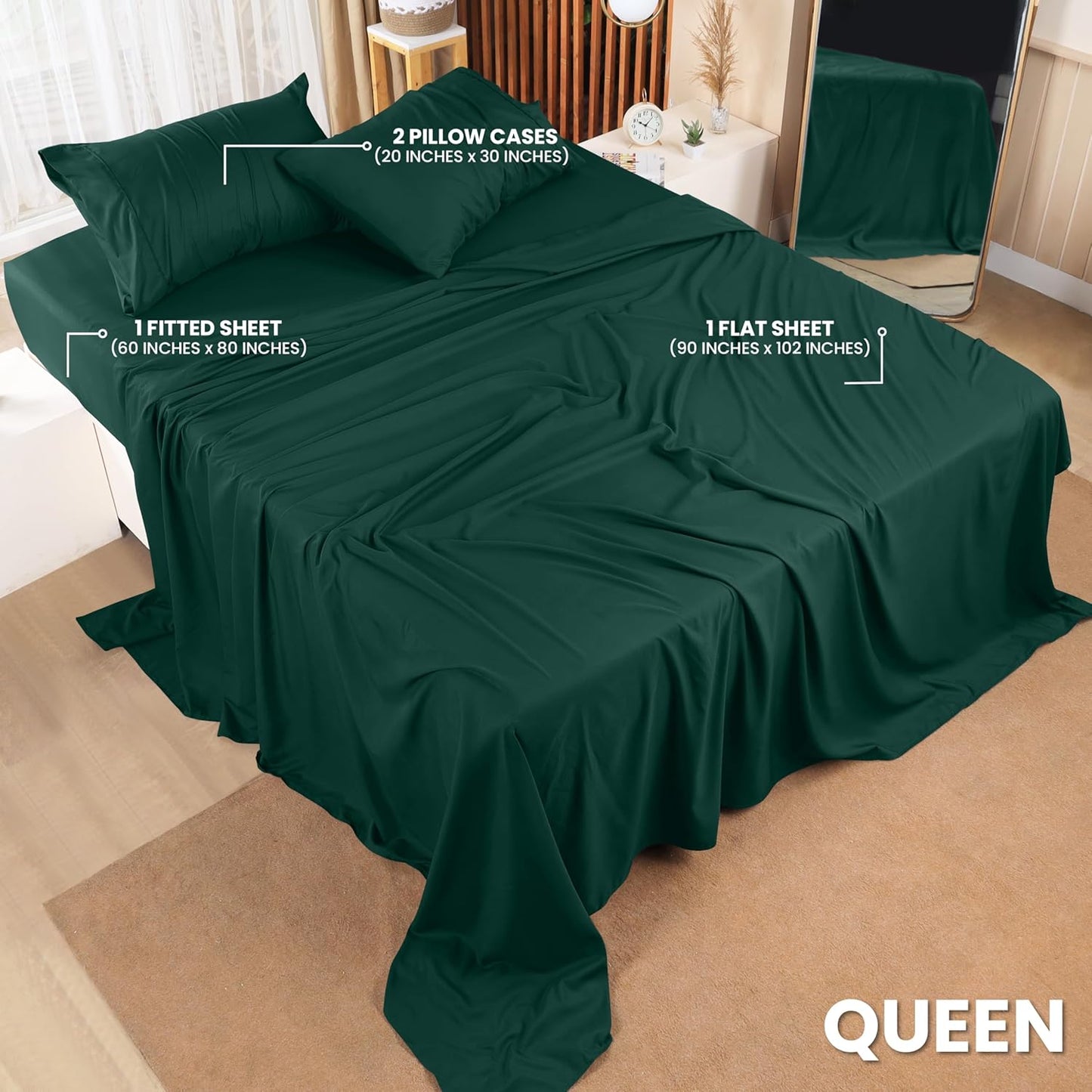 Utopia Bedding Queen Bed Sheet Set - 4 Piece Bedding - Soft Brushed Microfiber Fabric - Shrinkage & Fade Resistant - Easy Care (White)