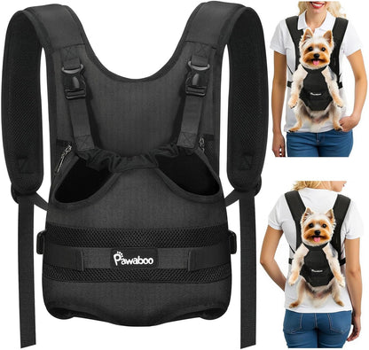 Pawaboo Pet Carrier Backpack, Adjustable Pet Front Cat Dog Carrier Backpack Travel Bag, Legs Out, Easy-Fit for Traveling Hiking Camping for Small Medium Dogs Cats Puppies, Medium, Black