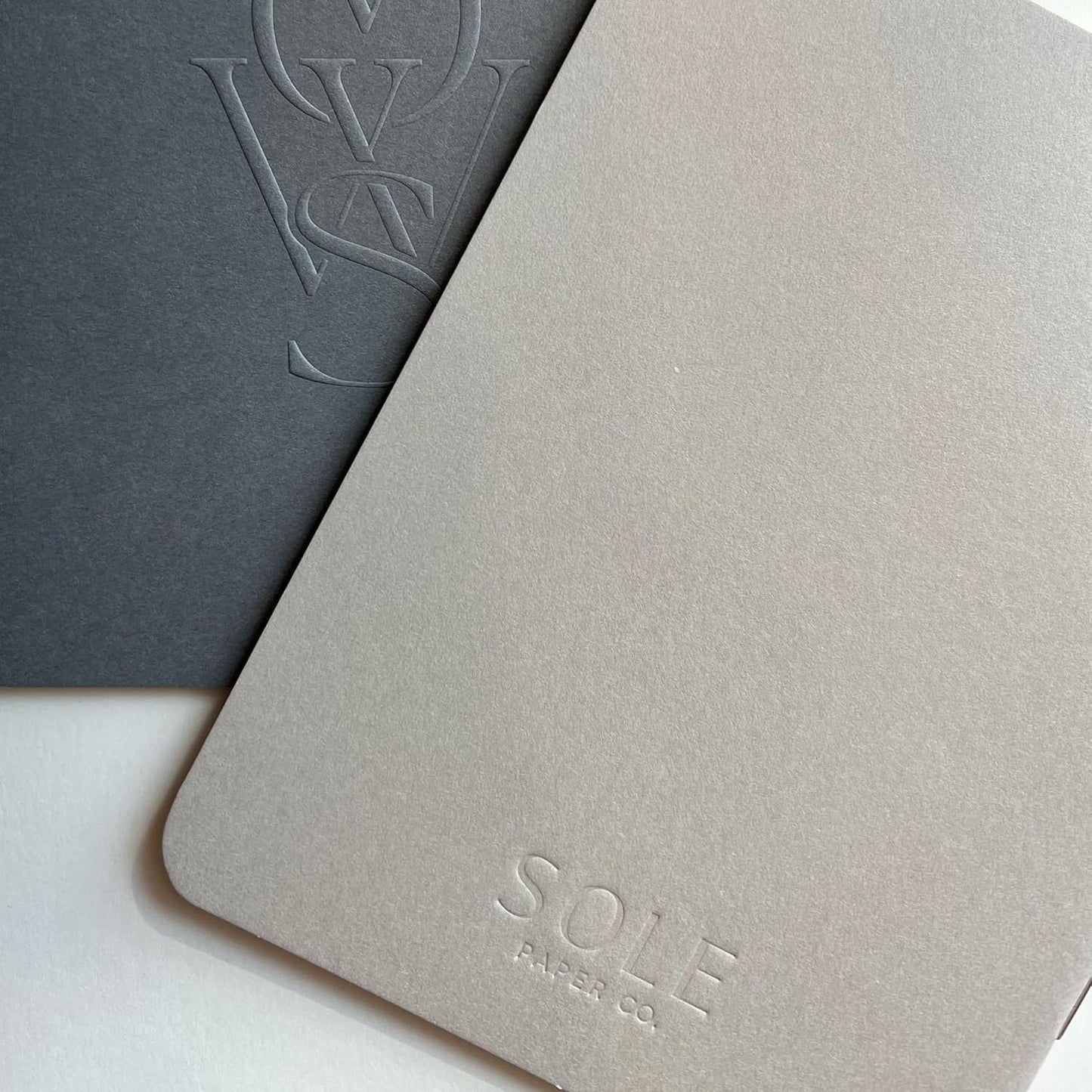 SOLE PAPER CO. Embossed Vow Books, His & Her Unisex, Vow Renwal, Bride & Groom, Wedding Vow Books, Couples Books, Hand Crafted Modern Books (Vellum)