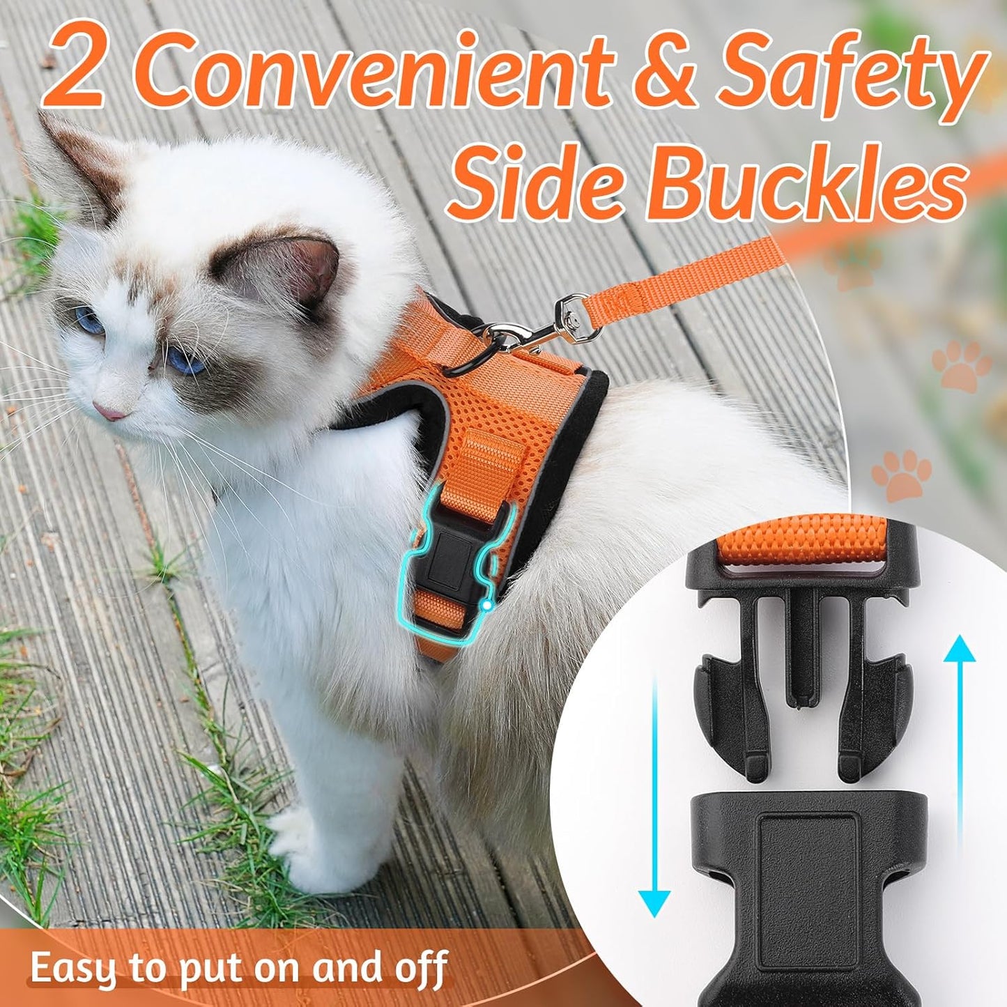 rabbitgoo Cat Harness and Leash for Walking, Escape Proof Soft Adjustable Vest Harnesses for Small Medium Cats, Easy Control Breathable Reflective Strips Jacket, XS, Black