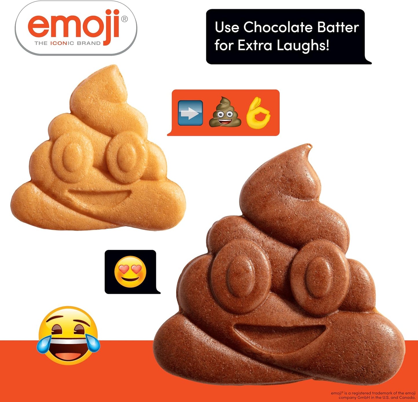 Emoji Poop Mini Waffle Maker- Breakfast Fun for Kids w Cute Smiley Face Design, 4" Waffler Iron Makes Poo Shaped Pan Cakes or Waffles, Electric Nonstick Appliance w Recipes, Funny Gag Gift for Him Her