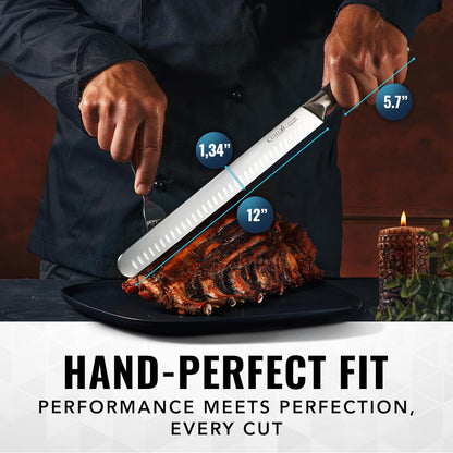 Cutluxe Butcher Knife – 10″ Cimeter Breaking Knife, Razor Sharp Forged High Carbon German Steel, Full Tang Carving Knife, Ergonomic Handle Design – Artisan Series