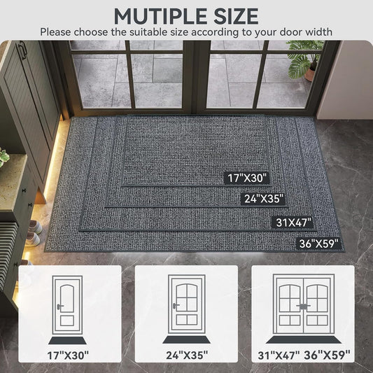YDKGL Front Door Mat Indoor Entrance, Non Slip Welcome Mat, Grey 24"x35"