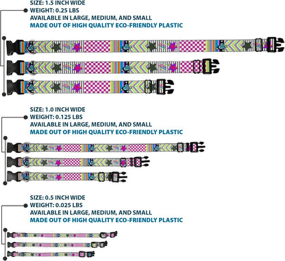Buckle-Down PC-W21909-M Dog Collar Plastic Clip Buckle, 1"x11"-17", Star Black/White