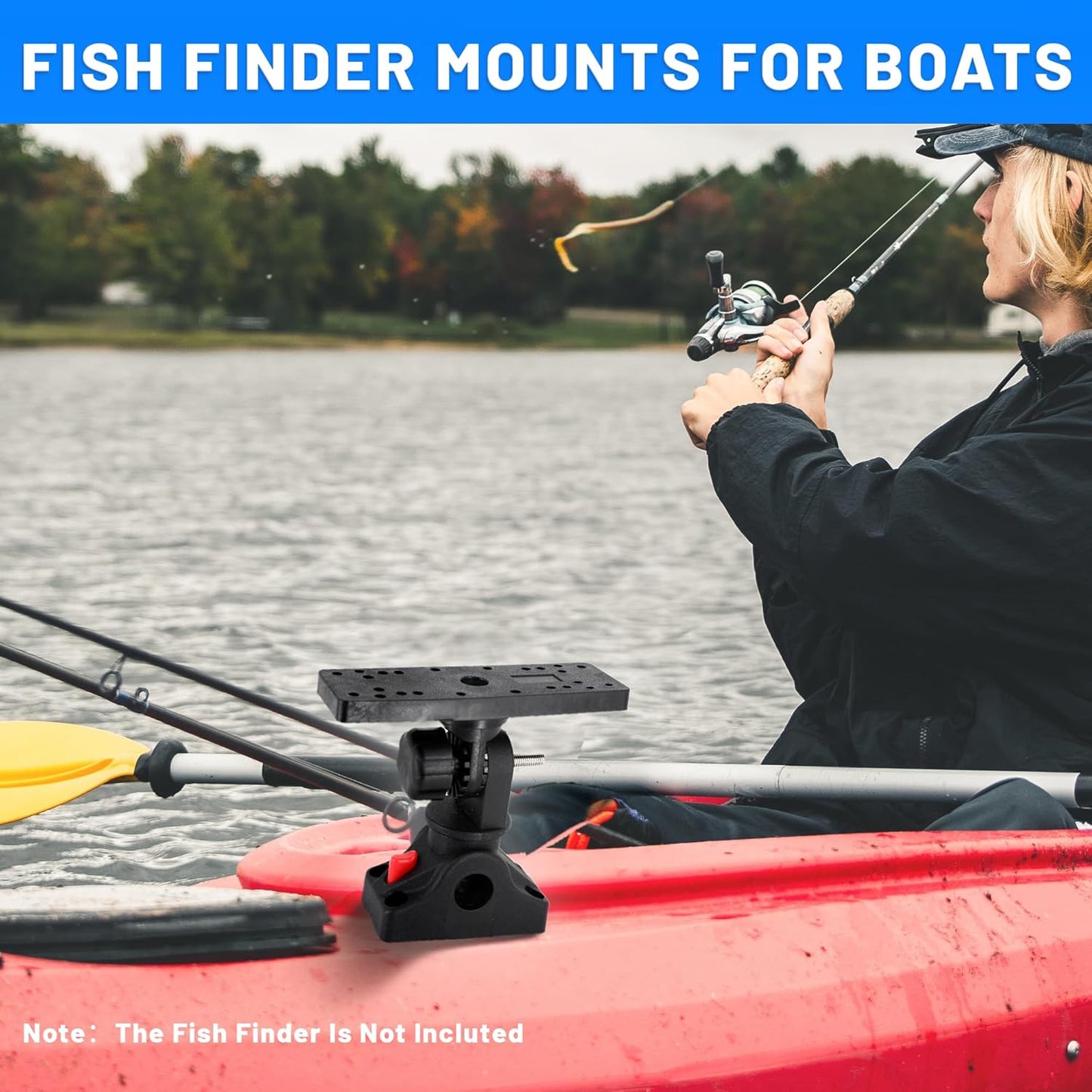 Xproutdoor Fish Finder Mounts for Boat, 360° Adjustable Fish Finder Mounting Brackets, Depth Finders Mount, Universal Marine Electronics Mounting Plate for Boat, Canoe, Kayak