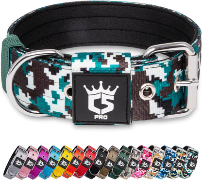 TSPRO Tactical Dog Collar 1.5 inch Wide Dog Collar Military Grade Strong Dog Collar Thick Dog Collar Heavy Duty Metal Buckle Dog Collar(Green-L)