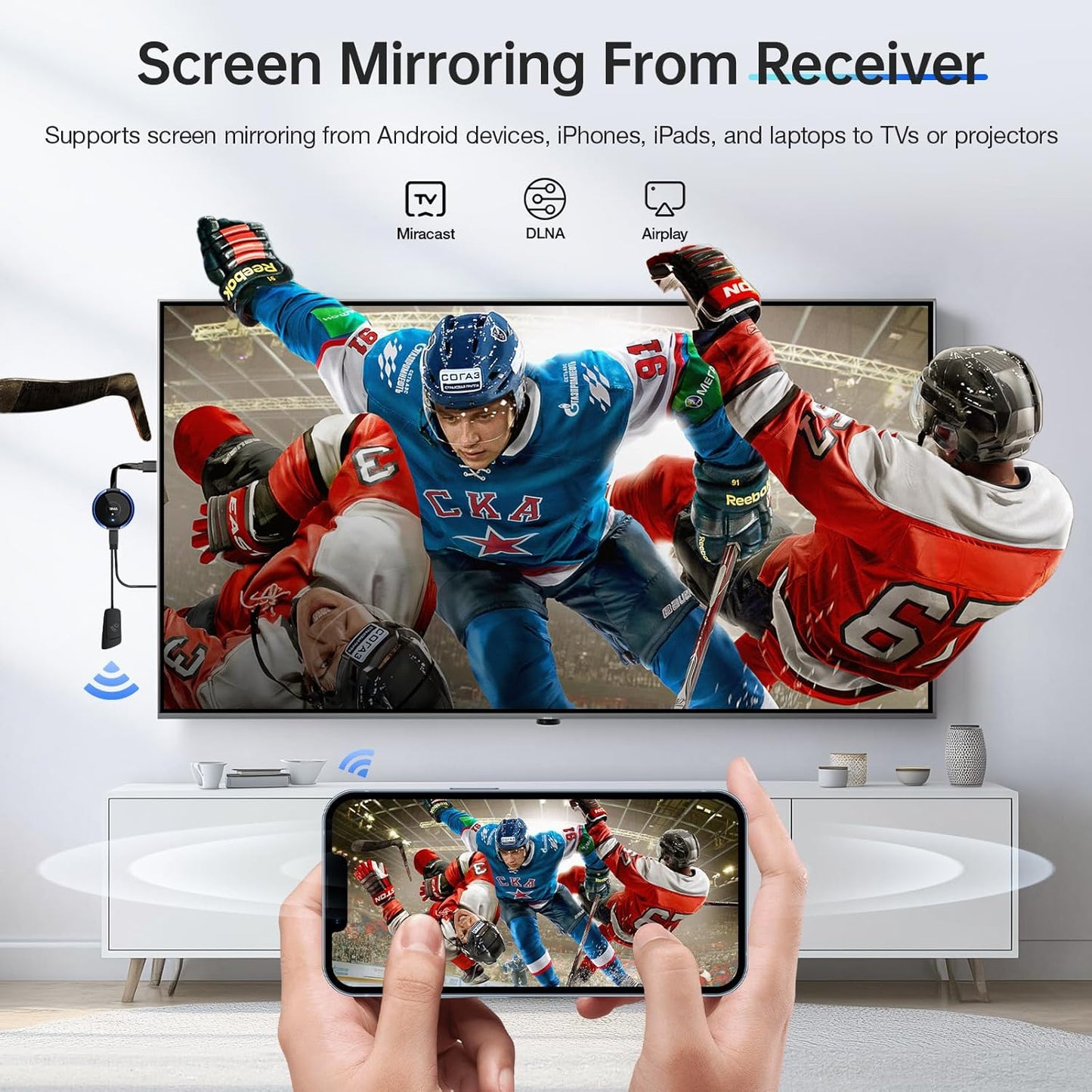 Wireless HDMI Transmitter and Receiver Kit, AIMIBO 4K Wireless HDMI Extender Smooth 5G Video/Audio for Laptop, Cable Box, Camera, Phone, Football Live Streaming to Monitor, Projector, HDTV -165FT/50M