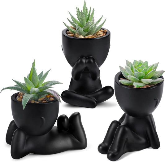 Der Rose 3Pcs Fake Plants Cute Succulents Artificial Plants for Home Decor Bathroom Office Desk Bookshelf Bedroom Living Room Accessories Decor Indoor Aesthetic