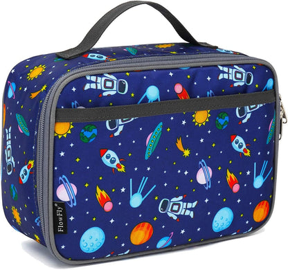 FlowFly Kids Lunch Box Insulated Soft Bag Mini Cooler Back to School Thermal Meal Tote Kit for Girls, Boys, Black