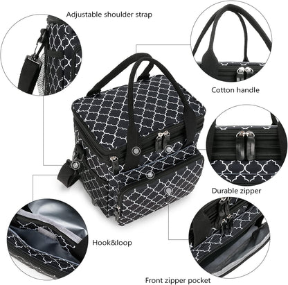 Lunch Bag Women Insulated Lunch Box for Work, Purple Expandable Large Lunch Bags, Leakproof Double Deck Lunch Box Cooler Bag（Purple）