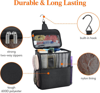 Lifewit Shower Bag Mesh Shower Caddy Portable College Dorm Room Essentials Tote Bag for Bathroom, Gym, Travel, Camping Quick Dry Hanging Shower Organizer Basket Toiletry Bag, Medium, Black