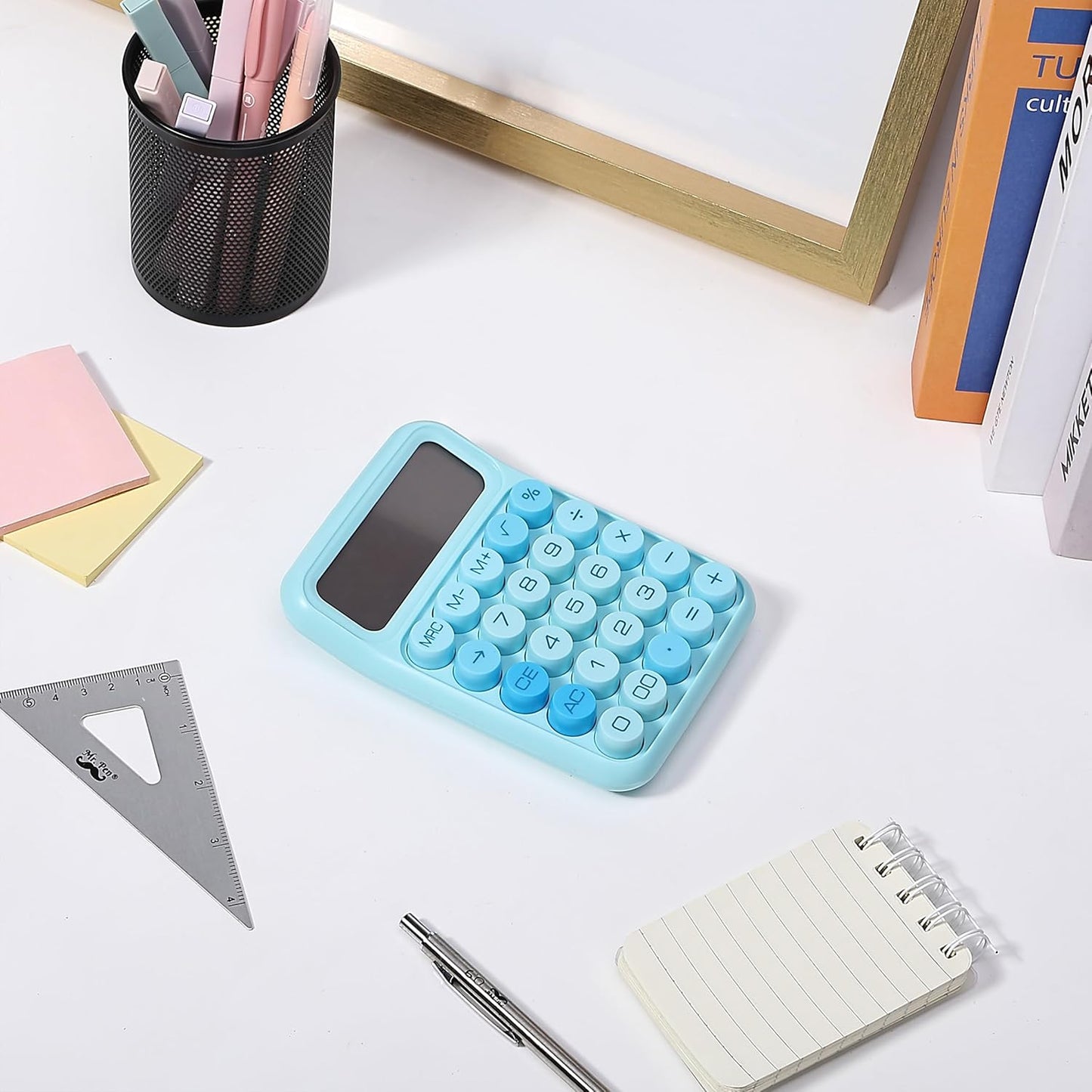 Mr. Pen- Mechanical Switch Calculator, 12 Digits, Large LCD Display, Orange With Big Buttons, Desktop, Cute and Aesthetic Design