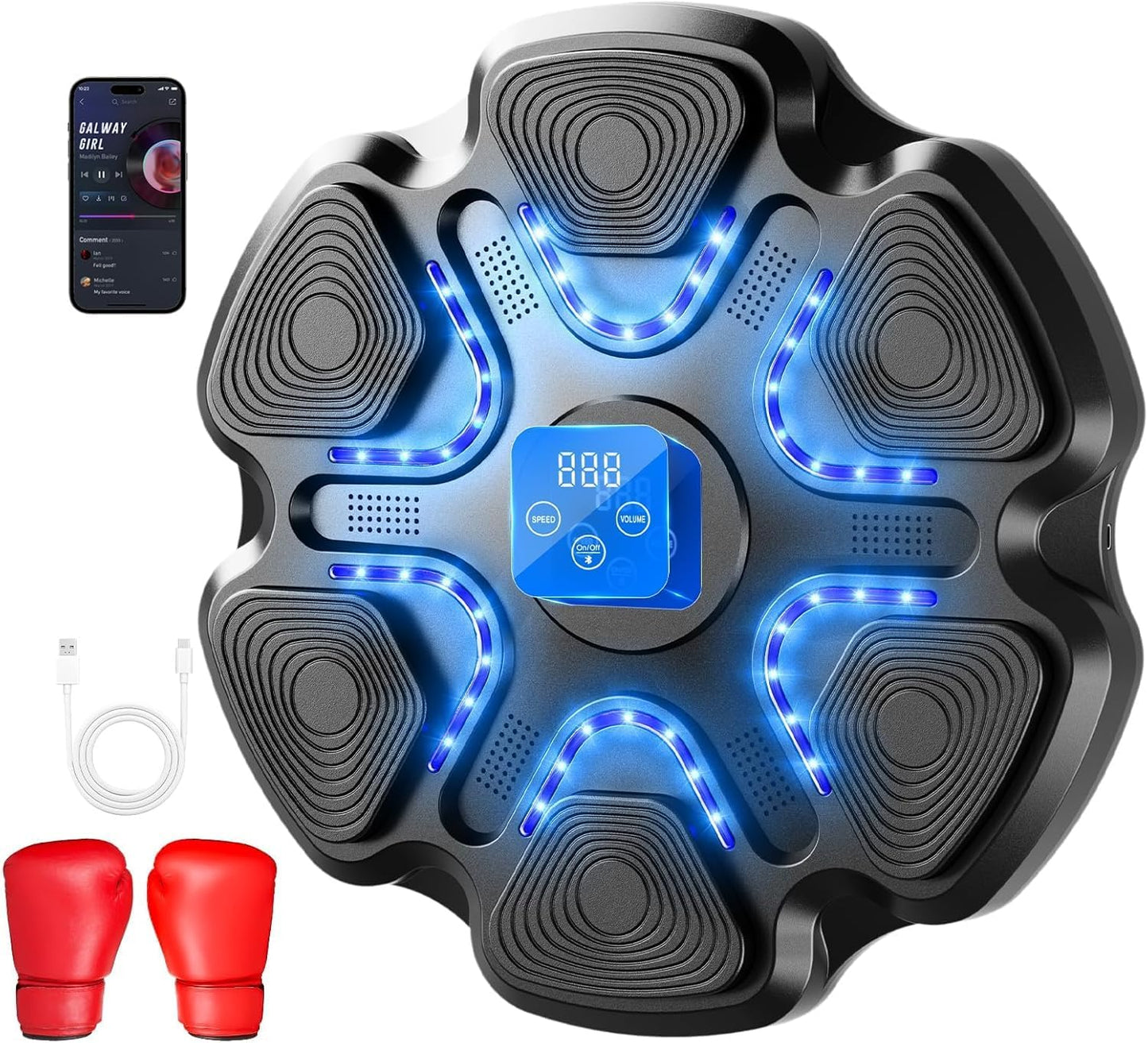 Music Boxing Machine, Music Punching Machine for Adults Kids, Smart Bluetooth Boxing Training Equipment with Gloves Wall Mounted, Workout Punching Machine for Home,Office and Gym