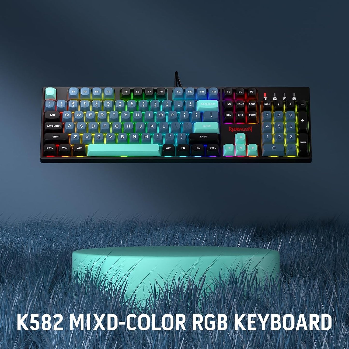 Redragon K582 SE Wired RGB Gaming Keyboard, 104 Keys Mechanical Keyboard w/Upgraded Hot-swappable Socket, Noise Dampening Kit, Mixed Color PBT Keycaps, Linear Red Switch