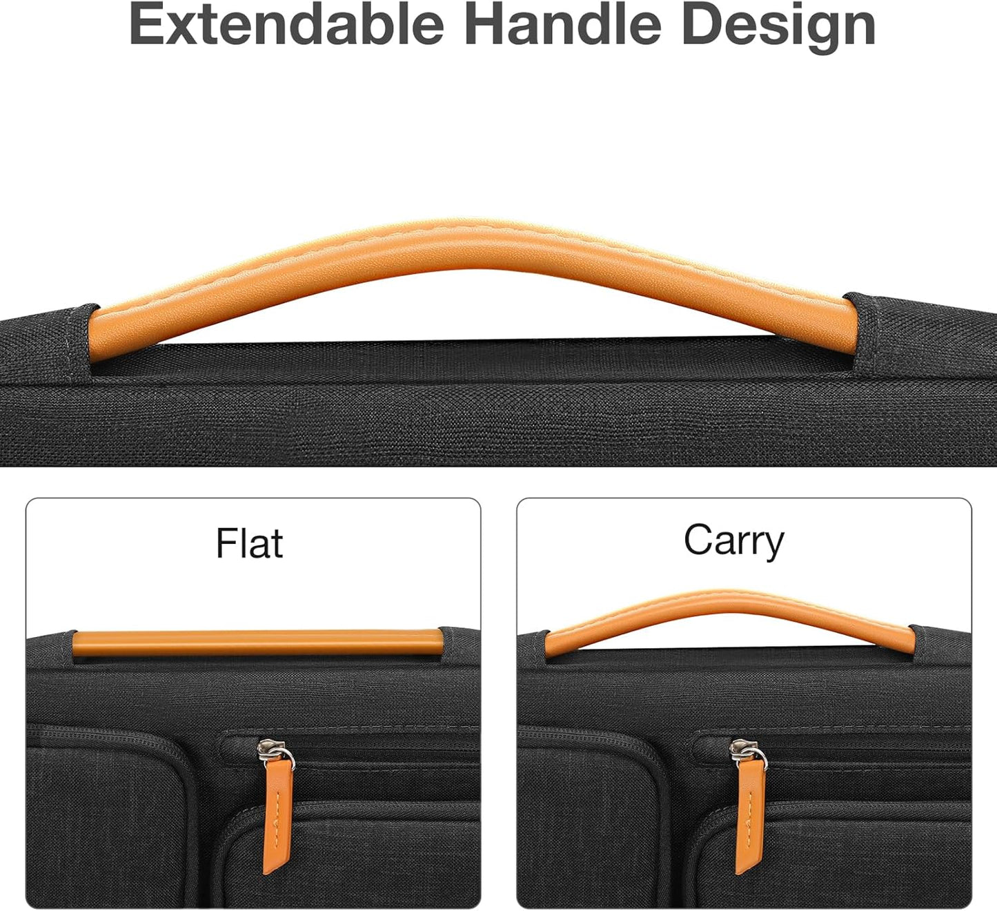 MOSISO 360 Protective Laptop Sleeve Compatible with MacBook Air/Pro, 13-13.3 inch Notebook, Compatible with MacBook Pro 14 inch M3 M2 M1, Side Open Bag with 4 Zipper Pockets&Handle, Black - PuriLite