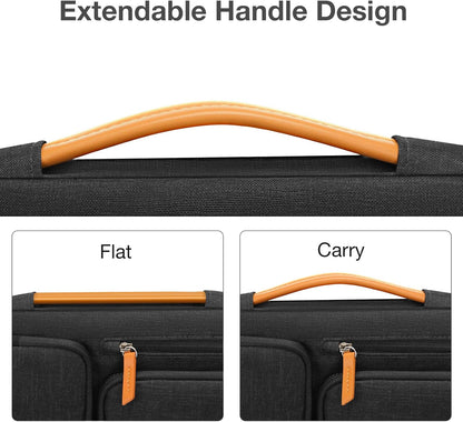 MOSISO 360 Protective Laptop Sleeve Compatible with MacBook Air/Pro, 13-13.3 inch Notebook, Compatible with MacBook Pro 14 inch M3 M2 M1, Side Open Bag with 4 Zipper Pockets&Handle, Black - PuriLite
