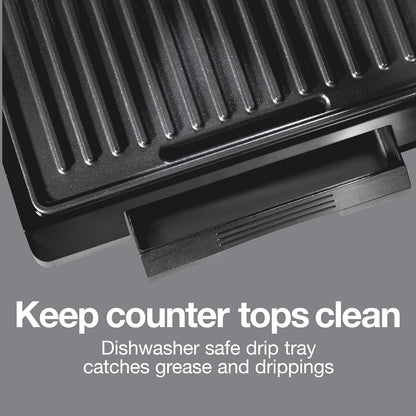Proctor Silex 4 Serving Panini Press, Sandwich Maker and Compact Indoor Grill, Upright Storage, Easy Clean Nonstick Grids, Black (25440PS)