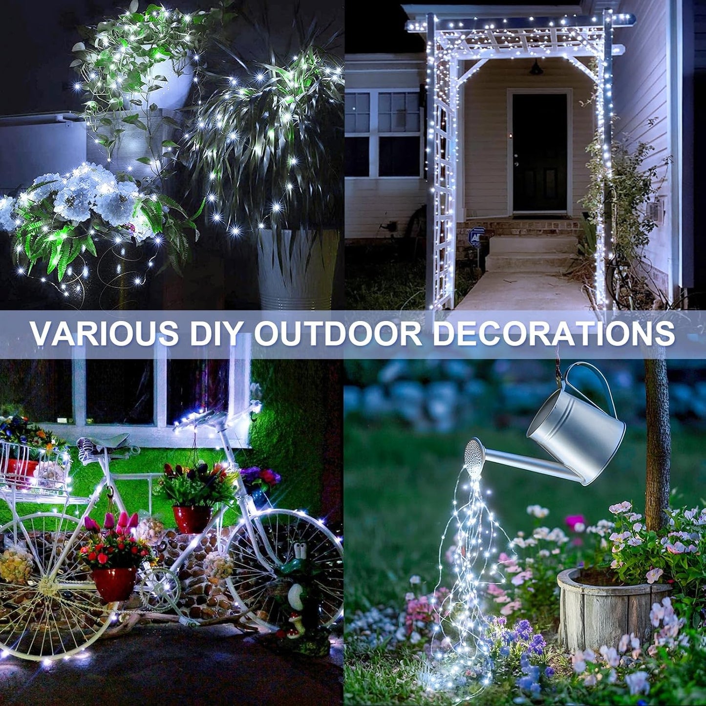 Solar Halloween Decoration Lights, JMEXSUSS 2 Pack 33FT 100 LED Orange and Purple Halloween String Lights, Halloween Lights with 8 Modes for Halloween Tree Yard Outdoor Spooky Party Garden Decorations