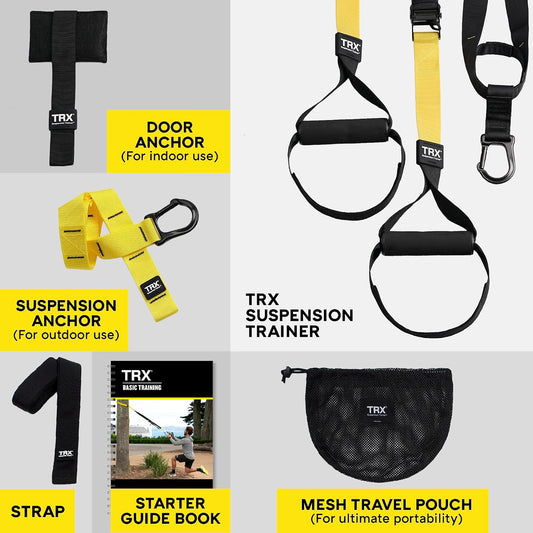 TRX All In One Suspension Training System: Full Body Workouts for Home, Travel, and Outdoors | Includes Indoor & Outdoor Anchors, Workout Guide and Video Downloads