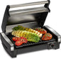 Hamilton Beach Electric Indoor Searing Grill Removable Easy-To-Clean Nonstick Plate, 6-Serving, Extra-Large Drip Tray, Stainless Steel (25360)