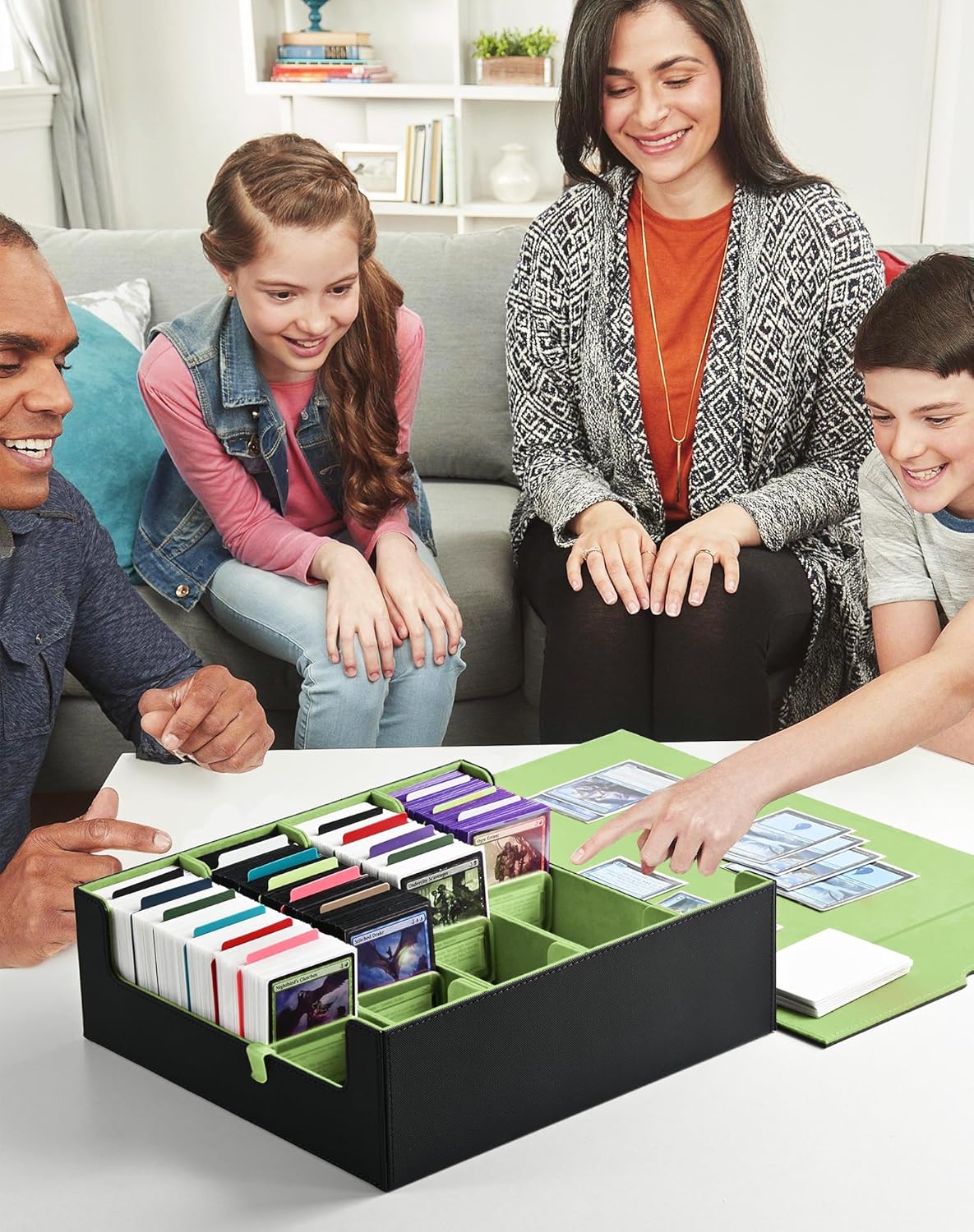 ZLCA Card Storage Box for MTG PTCG, Commander Deck Box Holds 3000+ Cards, Card Storage Case with 4 Stoppers, Card Organizer for TCG Sport Cards (Black)