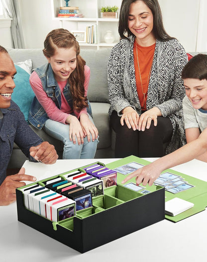 ZLCA Card Storage Box for MTG PTCG, Commander Deck Box Holds 3000+ Cards, Card Storage Case with 4 Stoppers, Card Organizer for TCG Sport Cards (Black)