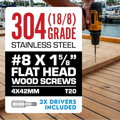 #10 x 3 Inch Stainless Steel Deck Screws 350 Pieces | T25 Star Torx Drive Flat Head | 304 Grade Stainless Steel Wood Screws High Corrosion Resistance by Allen's Trading Co. Eagle Claw Fasteners