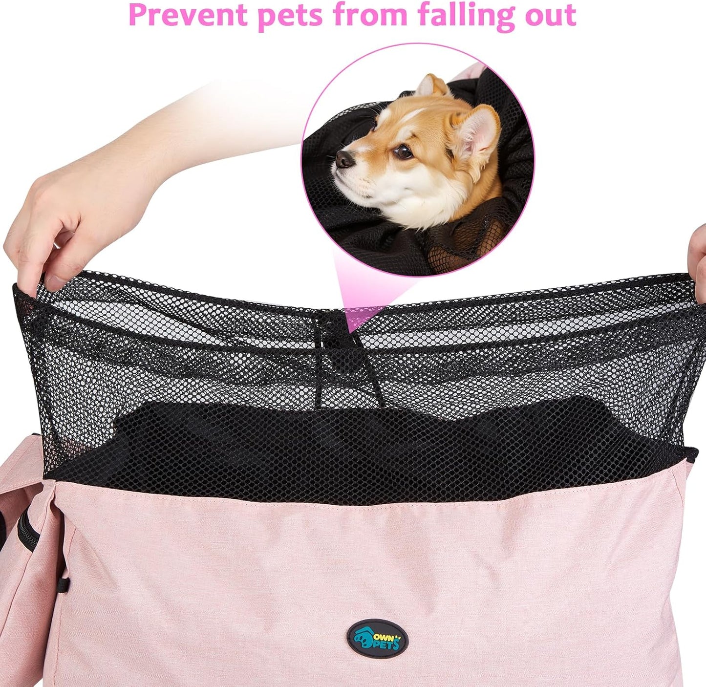 Ownpets Pet Dog Sling Carrier Bag Adjustable Padded Strap Dog Hand Free Safe Mesh Pet Carrier for Small Medium Dog Cat, Fit 10lbs up to 20 Pounds