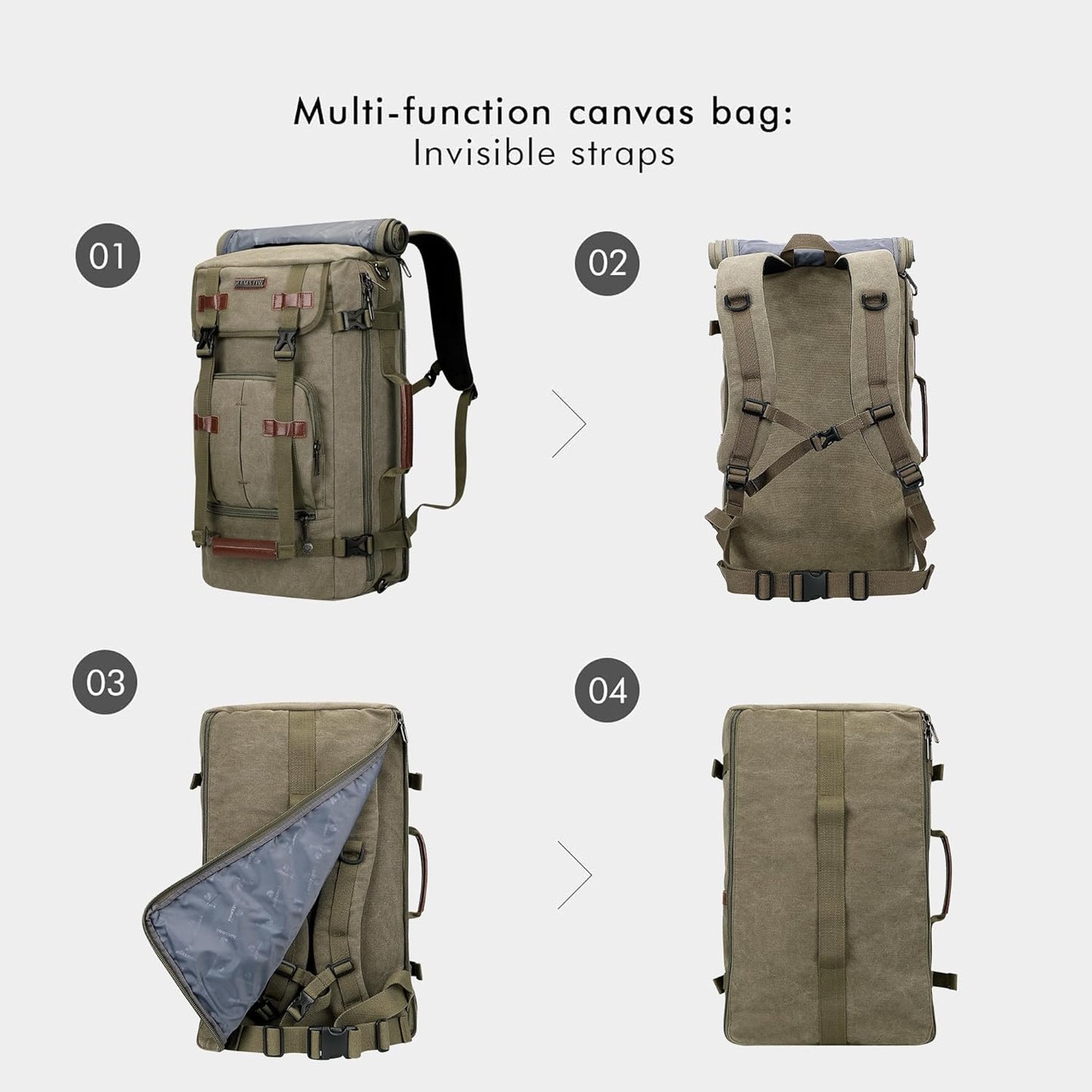 WITZMAN Canvas Backpack Vintage Travel Backpack Large Laptop Bags Convertible Shoulder Rucksack