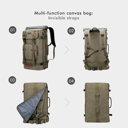 WITZMAN Canvas Backpack Vintage Travel Backpack Large Laptop Bags Convertible Shoulder Rucksack