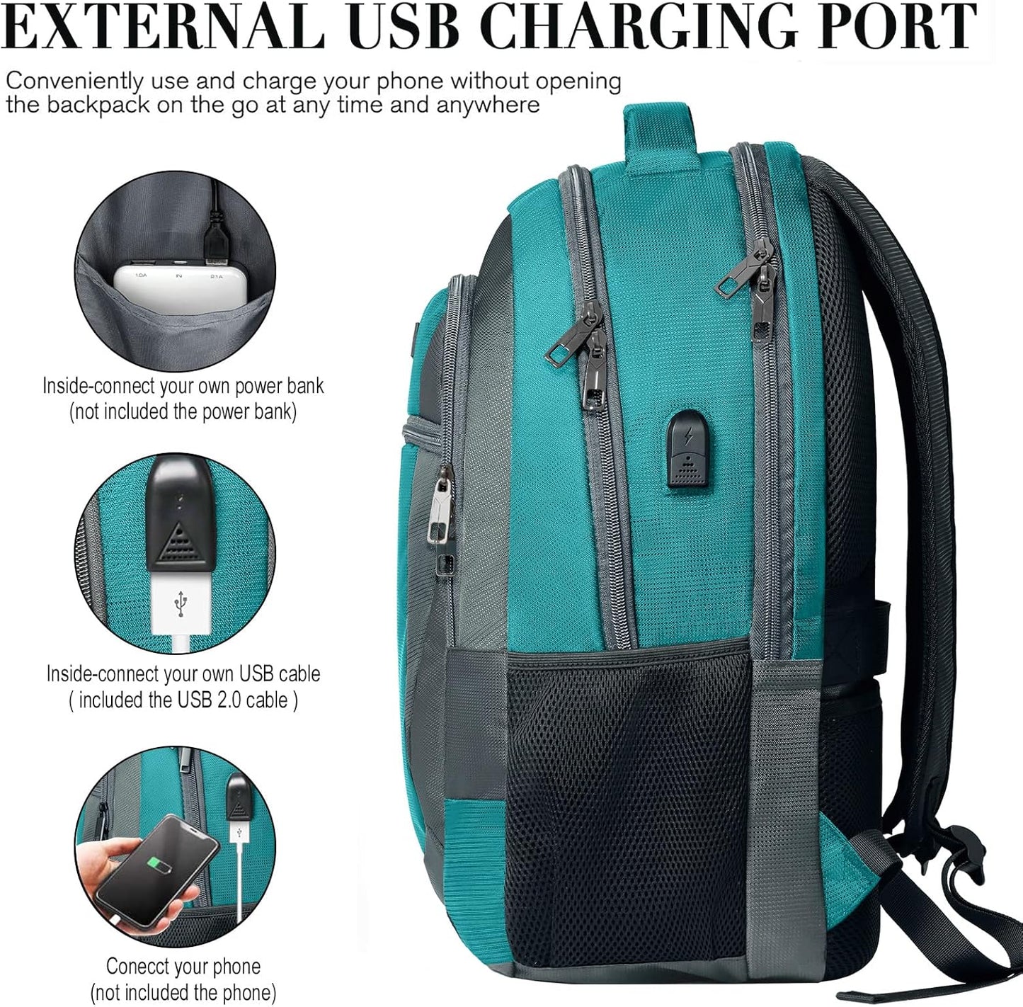 Backpack for Men and Women, School Backpacks for Teen Boys and Girls, Black Water Resistant Back Pack, Business Men Sturdy Computer Bag with USB Charging Port, Gifts