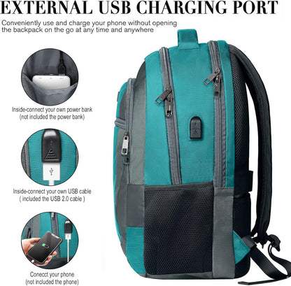 Backpack for Men and Women, School Backpacks for Teen Boys and Girls, Black Water Resistant Back Pack, Business Men Sturdy Computer Bag with USB Charging Port, Gifts